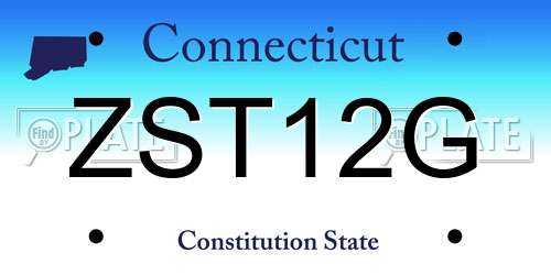 ZST12G Connecticut License Plate