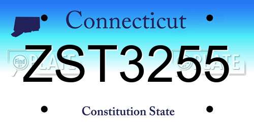 ZST3255 Connecticut License Plate
