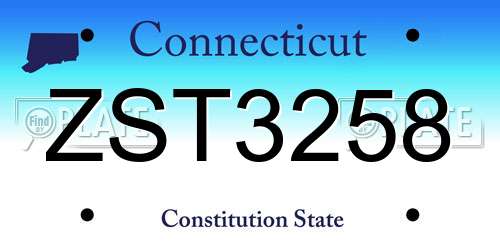 ZST3258 Connecticut License Plate