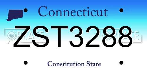 ZST3288 Connecticut License Plate