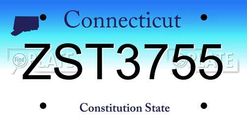 ZST3755 Connecticut License Plate