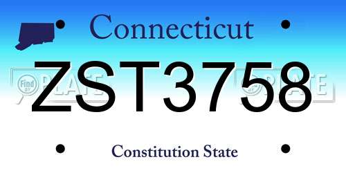 ZST3758 Connecticut License Plate