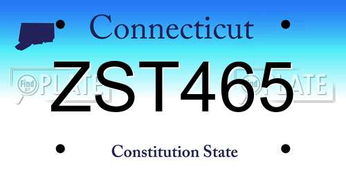 ZST465 Connecticut License Plate