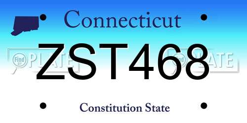 ZST468 Connecticut License Plate