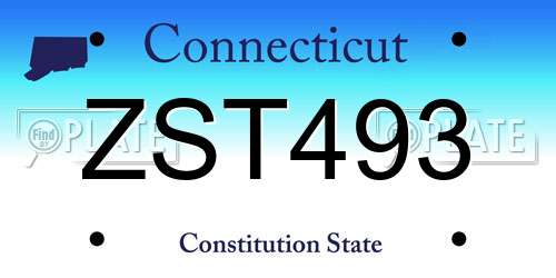 ZST493 Connecticut License Plate