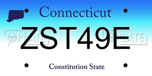 ZST49E Connecticut License Plate
