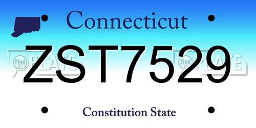 ZST7529 Connecticut License Plate