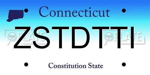 ZSTDTTI Connecticut License Plate