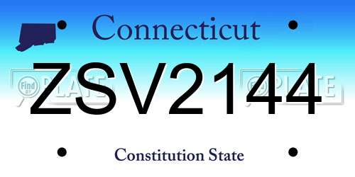 ZSV2144 Connecticut License Plate