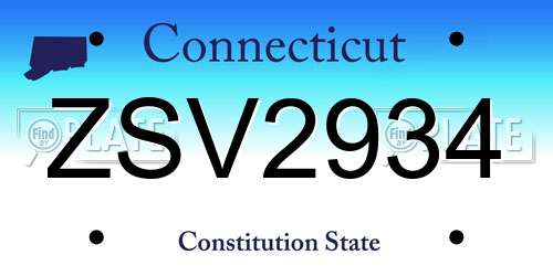 ZSV2934 Connecticut License Plate