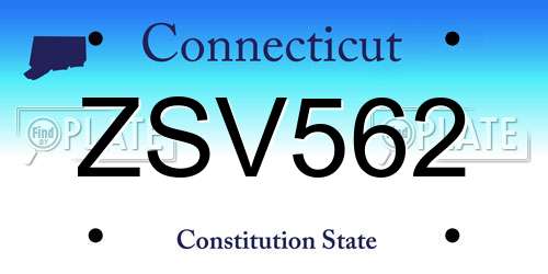 ZSV562 Connecticut License Plate