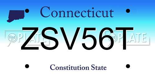 ZSV56T Connecticut License Plate