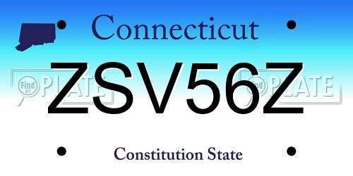 ZSV56Z Connecticut License Plate