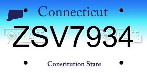 ZSV7934 Connecticut License Plate