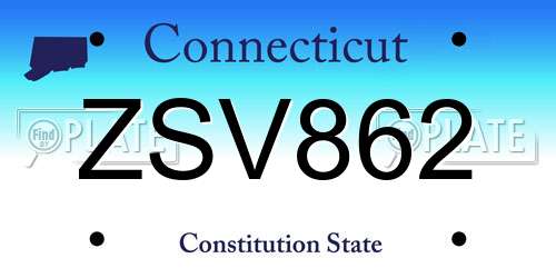 ZSV862 Connecticut License Plate