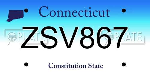 ZSV867 Connecticut License Plate