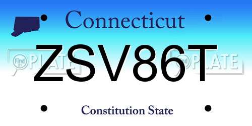 ZSV86T Connecticut License Plate