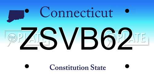 ZSVB62 Connecticut License Plate