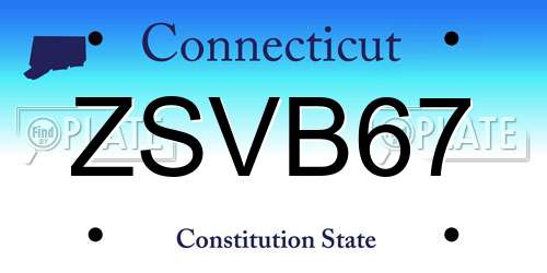 ZSVB67 Connecticut License Plate