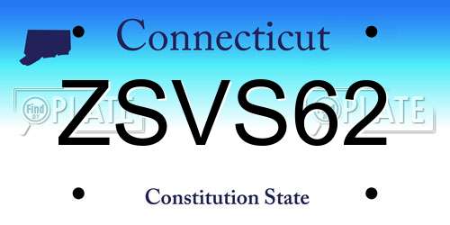 ZSVS62 Connecticut License Plate