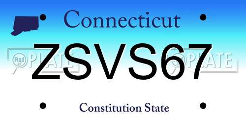 ZSVS67 Connecticut License Plate