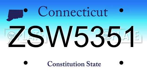 ZSW5351 Connecticut License Plate