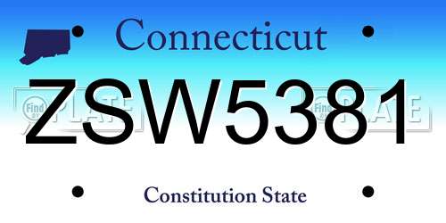 ZSW5381 Connecticut License Plate