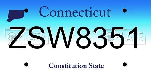 ZSW8351 Connecticut License Plate