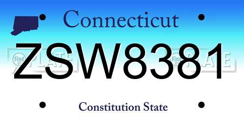 ZSW8381 Connecticut License Plate