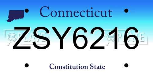 ZSY6216 Connecticut License Plate