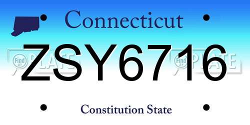 ZSY6716 Connecticut License Plate