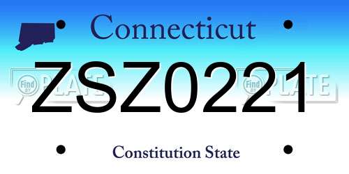 ZSZ0221 Connecticut License Plate