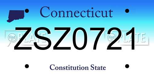 ZSZ0721 Connecticut License Plate