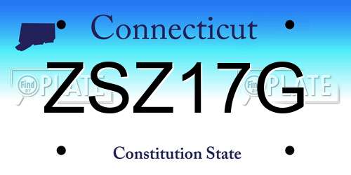 ZSZ17G Connecticut License Plate