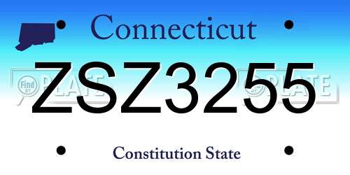 ZSZ3255 Connecticut License Plate