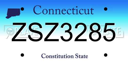 ZSZ3285 Connecticut License Plate
