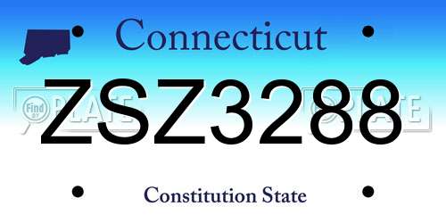 ZSZ3288 Connecticut License Plate