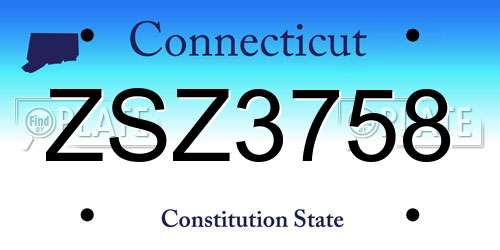 ZSZ3758 Connecticut License Plate