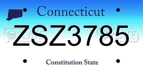 ZSZ3785 Connecticut License Plate