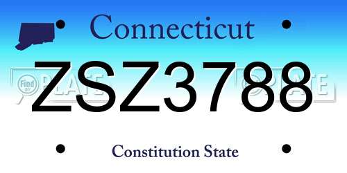 ZSZ3788 Connecticut License Plate