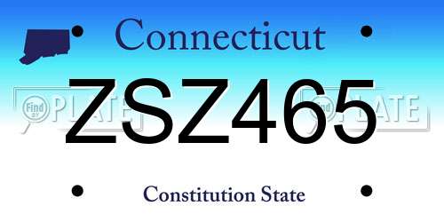 ZSZ465 Connecticut License Plate