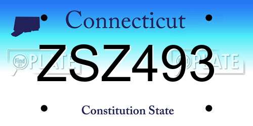 ZSZ493 Connecticut License Plate