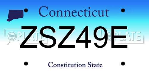 ZSZ49E Connecticut License Plate