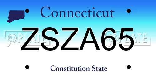 ZSZA65 Connecticut License Plate
