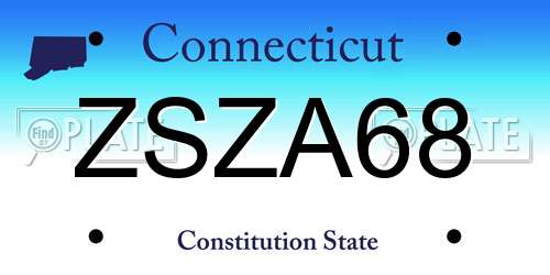 ZSZA68 Connecticut License Plate