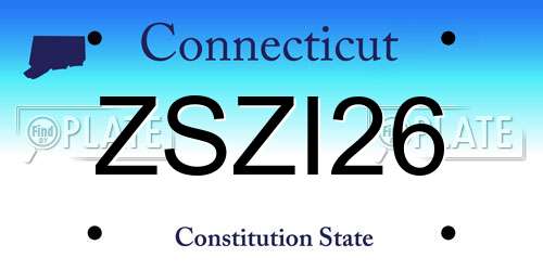 ZSZI26 Connecticut License Plate
