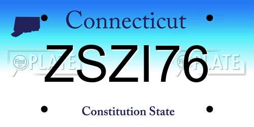 ZSZI76 Connecticut License Plate