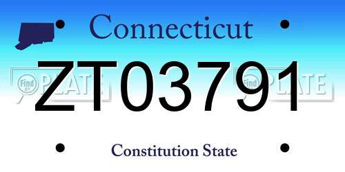 ZT03791 Connecticut License Plate
