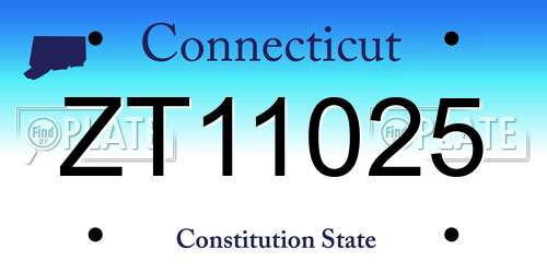 ZT11025 Connecticut License Plate