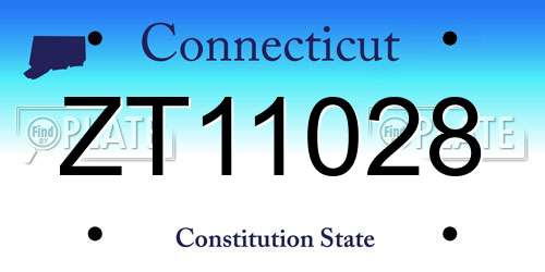 ZT11028 Connecticut License Plate